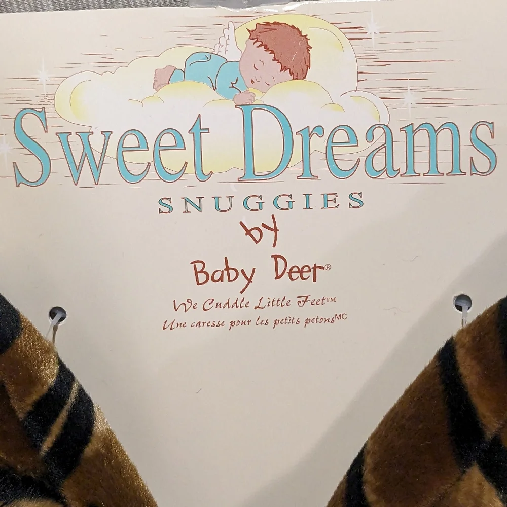 NEW Sweet Dreams Snuggies by Baby Deer Tiger Stripe Zip-up Booties Med 6-12m